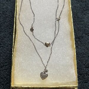 Elegant 925 Silver 5k Gold Heart Pendant Necklace